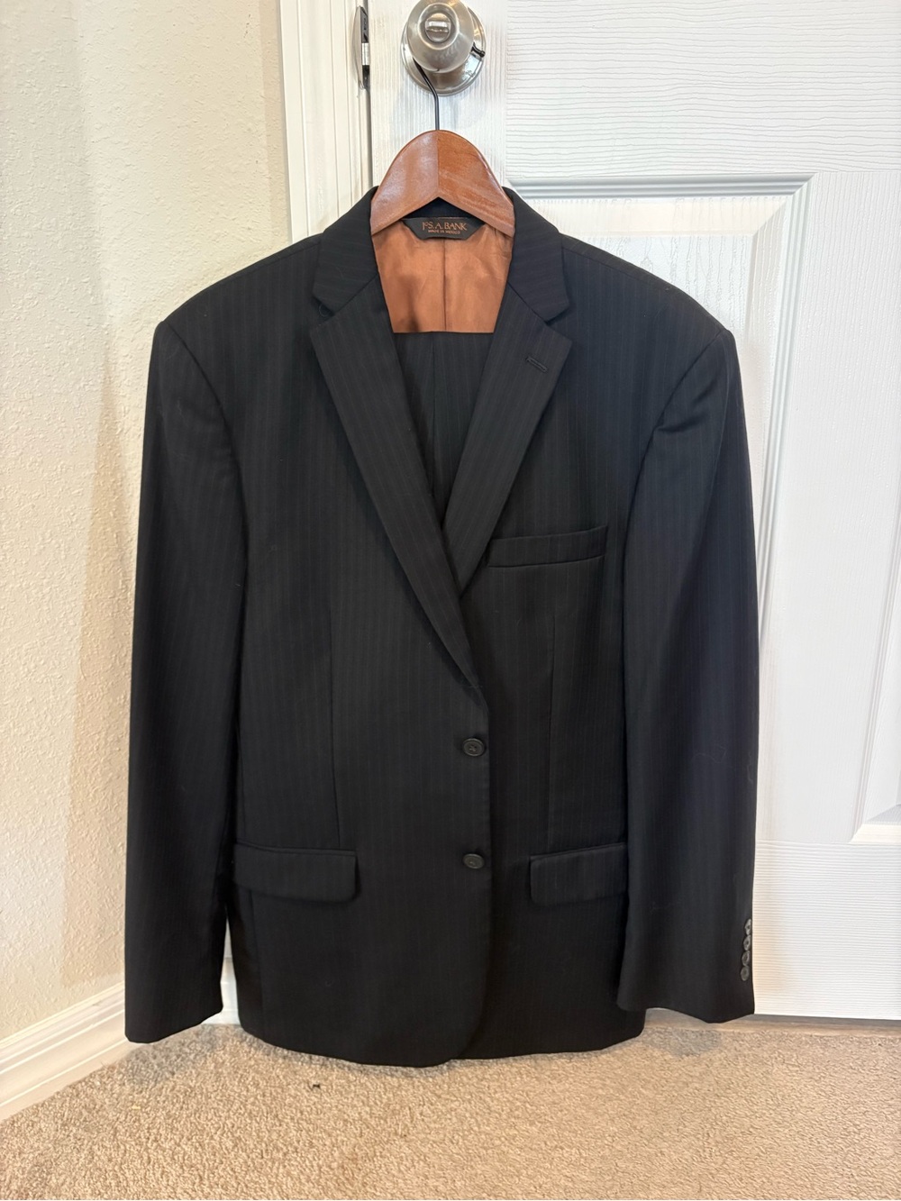 Jos. A. Bank Black Pinstripe Men’s Suit & Pants - 40R 34W